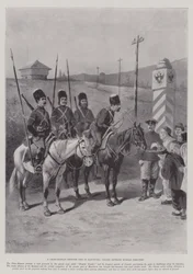 A Chino-Russian Frontier Post in Manchuria, Coolies Entering Russian Territory